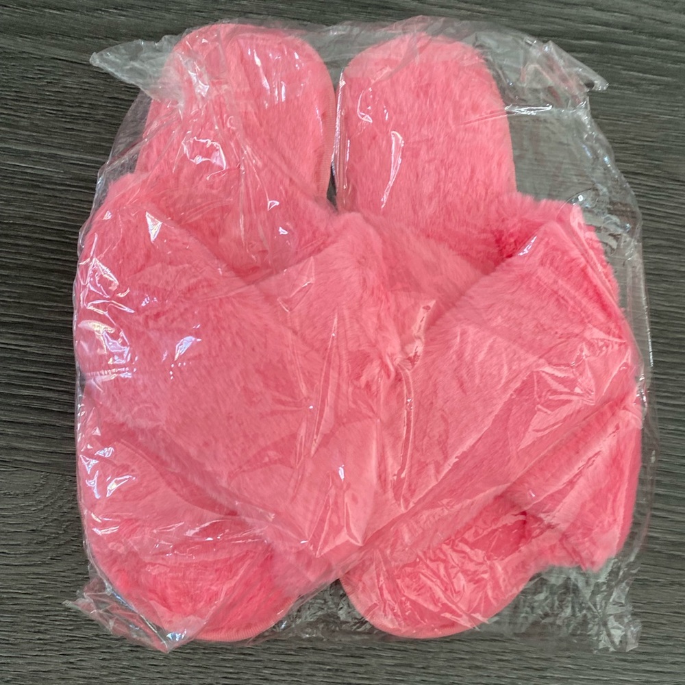 Brand New Hot Pink Fuzzy Slippers